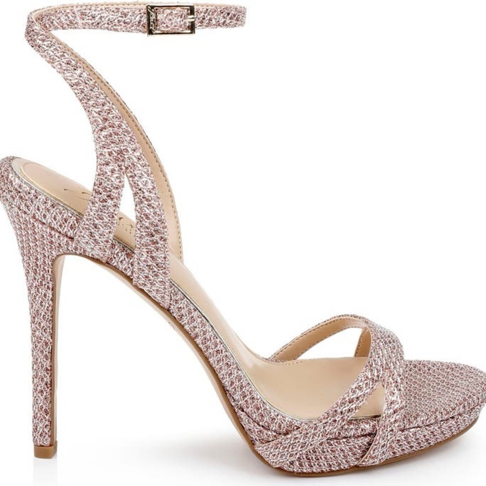 Jewel Badgley Mischka Pink Crystal Embellished Ankle-Strap Heels - Picture 3 of 16